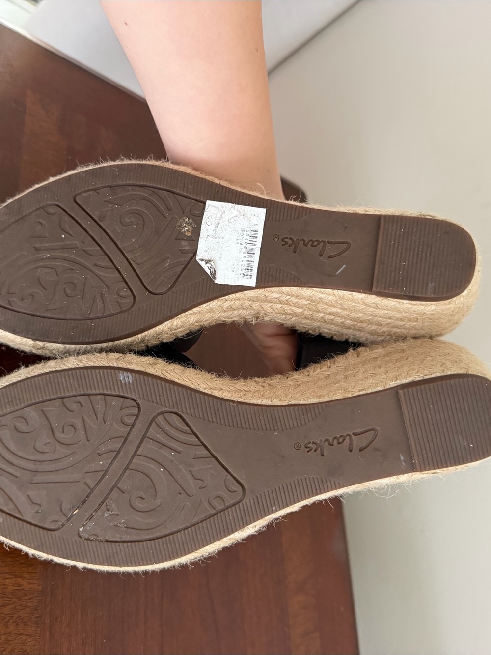 Clarks Artisan Patrina Selma Black Leather Espadrille Ankle-Strap Sandals Size 8 - Picture 6 of 7